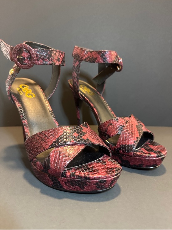 GBG guess Shoes - G by Guess Red Snakeskin Ankle-Strap Platform Heels